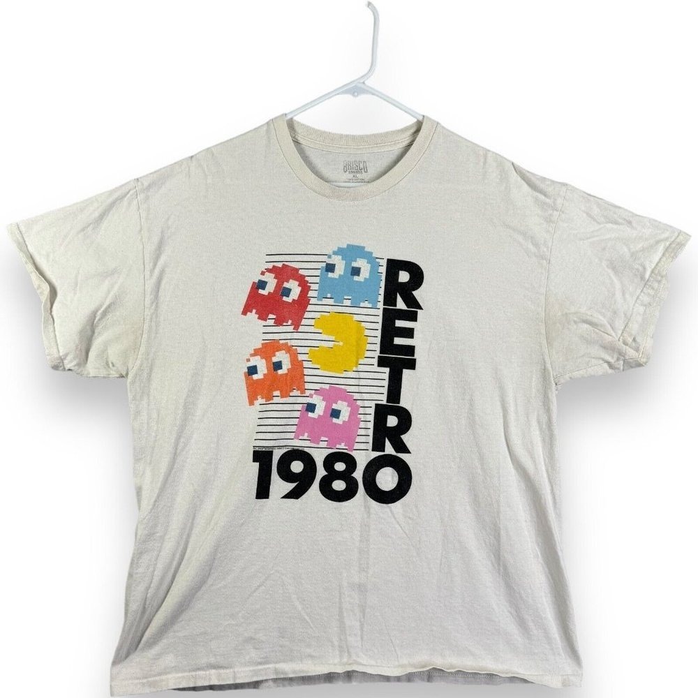 Brisco Brands Retro 1980 Atari Pac-Man Graphic T-Shirt Mens XL Beige Cotton